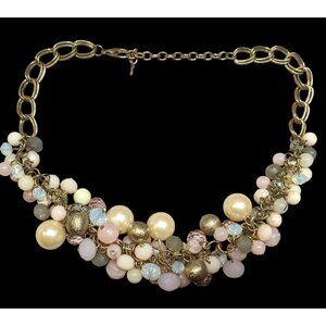 Retro Coquette Glam Pastel Beaded Cluster Necklace